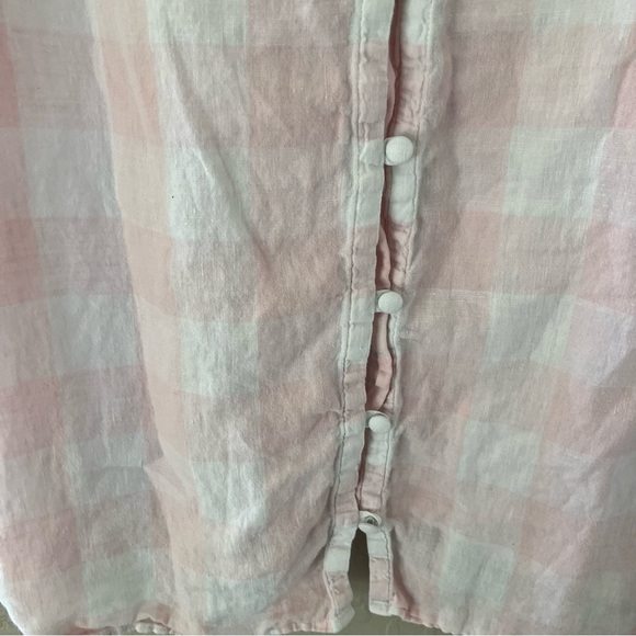 J.Jill Linen Pink/White Tablecloth Plaid Button Back Blouse Sleeveless Size L - Picture 8 of 8